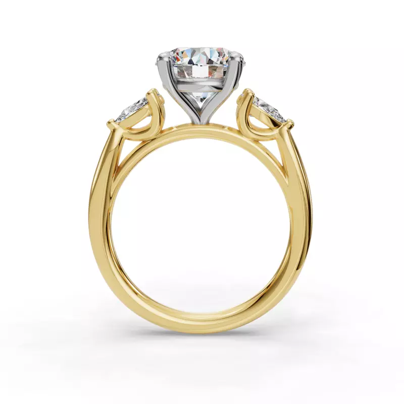 14K Yellow Gold Valette Pear Three-Stone Engagement Ring