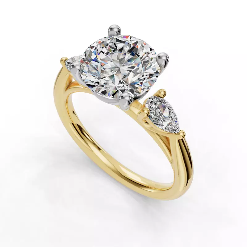 14K Yellow Gold Valette Pear Three-Stone Engagement Ring