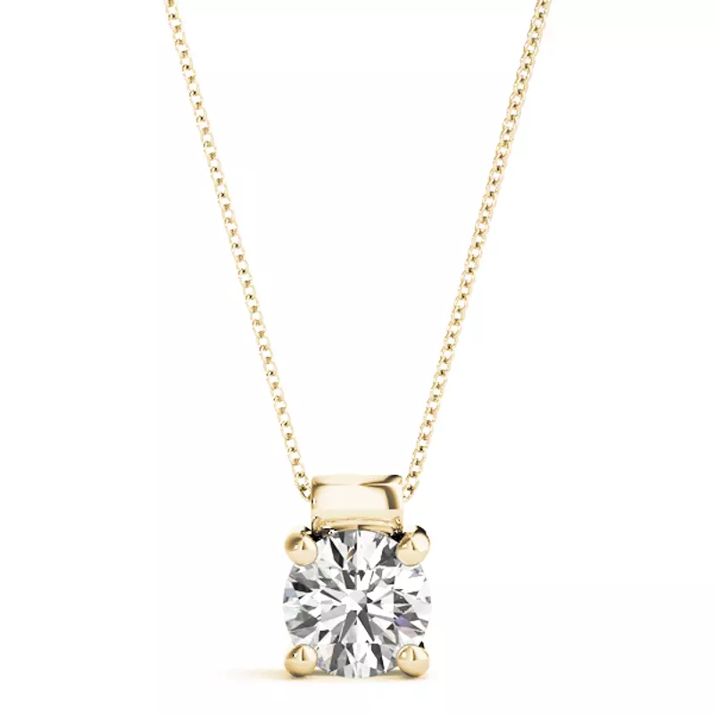 18K Yellow Gold Saffrona Rolled Bail Solitaire Diamond Necklace