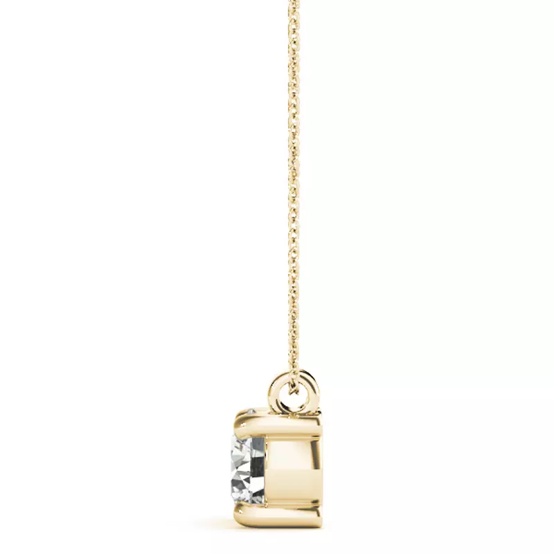 18K Yellow Gold Saffrona Rolled Bail Solitaire Diamond Necklace