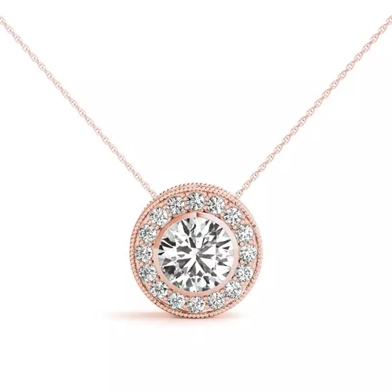 14K Rose Gold Armelle Halo Necklace