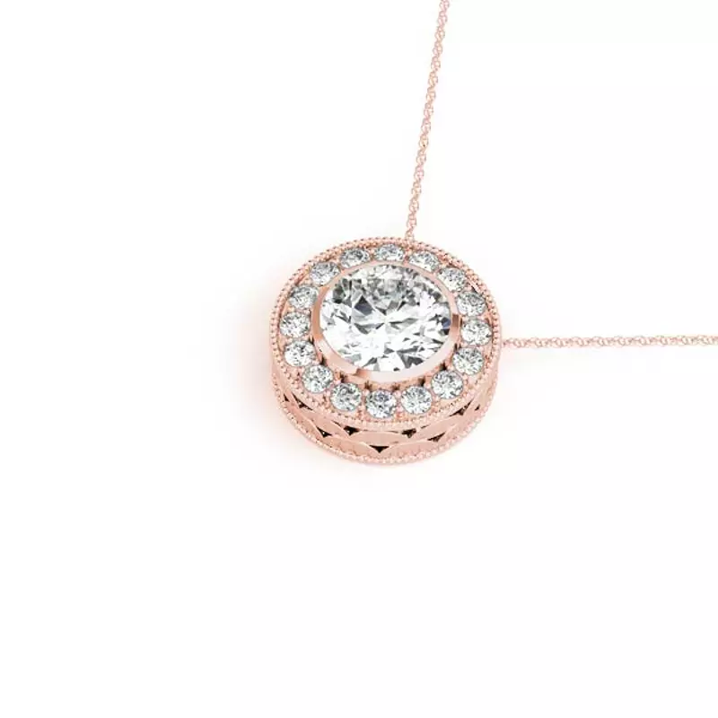 14K Rose Gold Armelle Halo Necklace