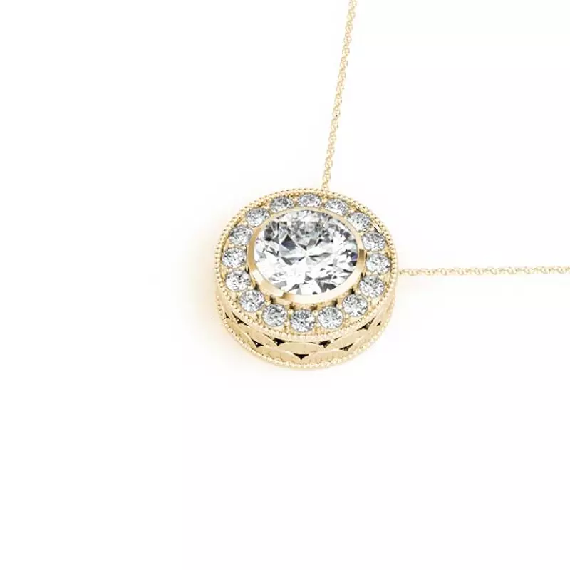 14K Yellow Gold Armelle Halo Necklace