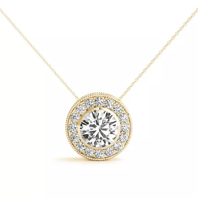 18K Yellow Gold Armelle Halo Necklace