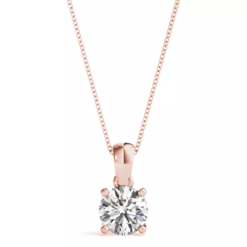 14K Rose Gold Amaryllis Solitaire Diamond Necklace