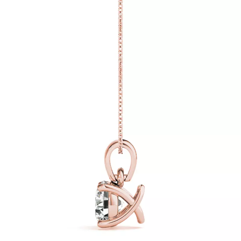 14K Rose Gold Amaryllis Solitaire Diamond Necklace