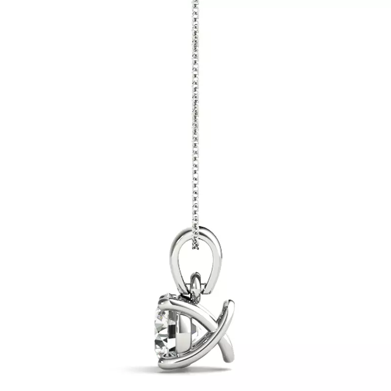 14K White Gold Amaryllis Solitaire Diamond Necklace