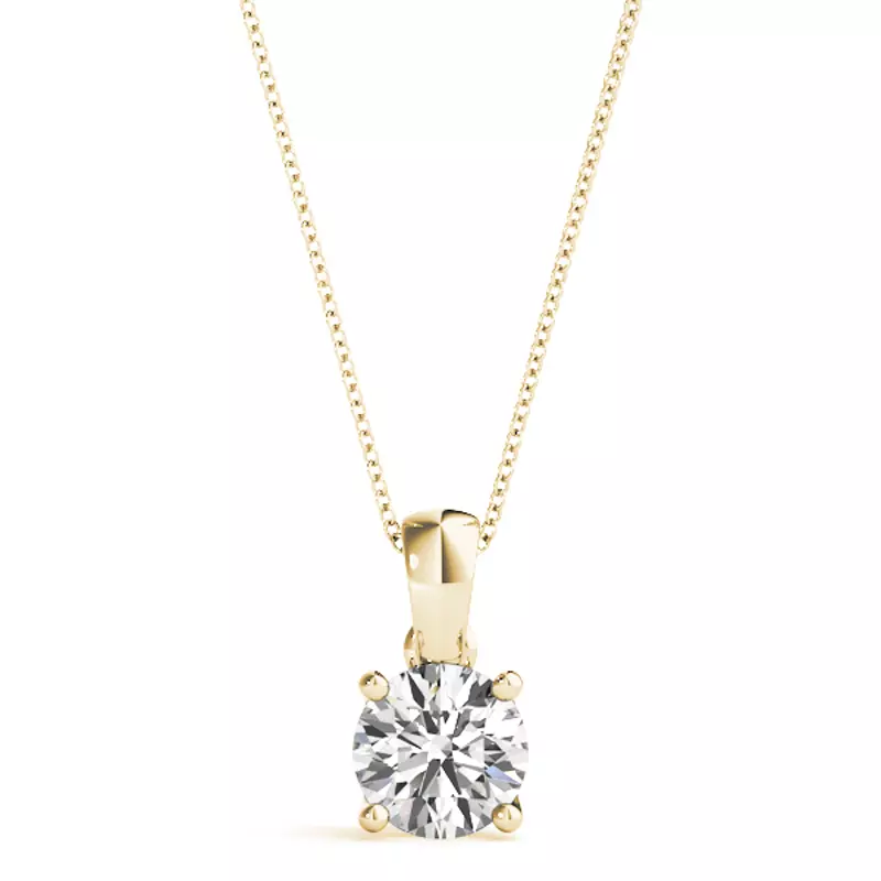 18K Yellow Gold Amaryllis Solitaire Diamond Necklace