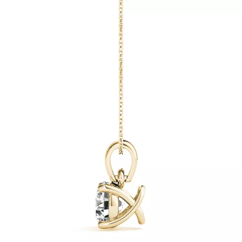 18K Yellow Gold Amaryllis Solitaire Diamond Necklace