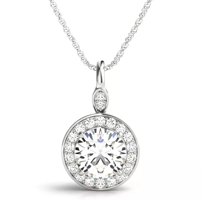 18K White Gold Adley Halo Necklace