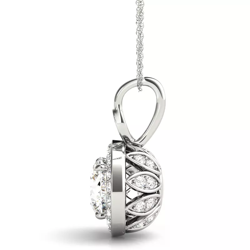 18K White Gold Adley Halo Necklace