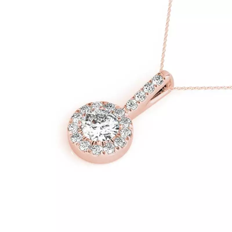 14K Rose Gold Ann Halo Necklace