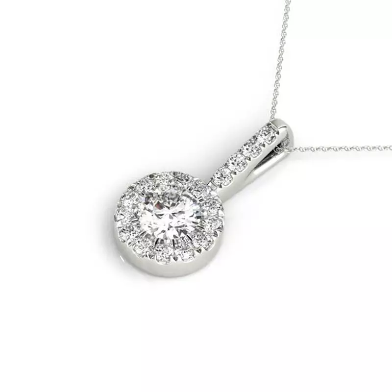18K White Gold Ann Halo Necklace