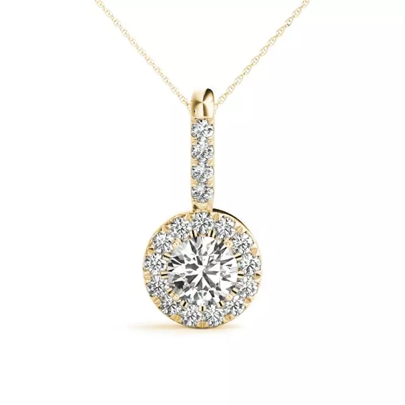 18K Yellow Gold Ann Halo Necklace