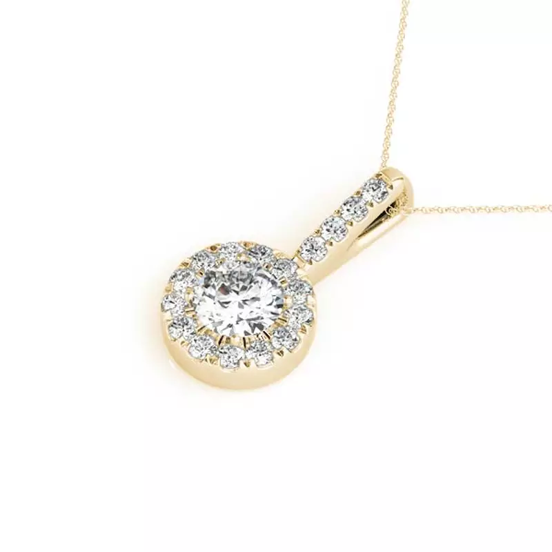 18K Yellow Gold Ann Halo Necklace