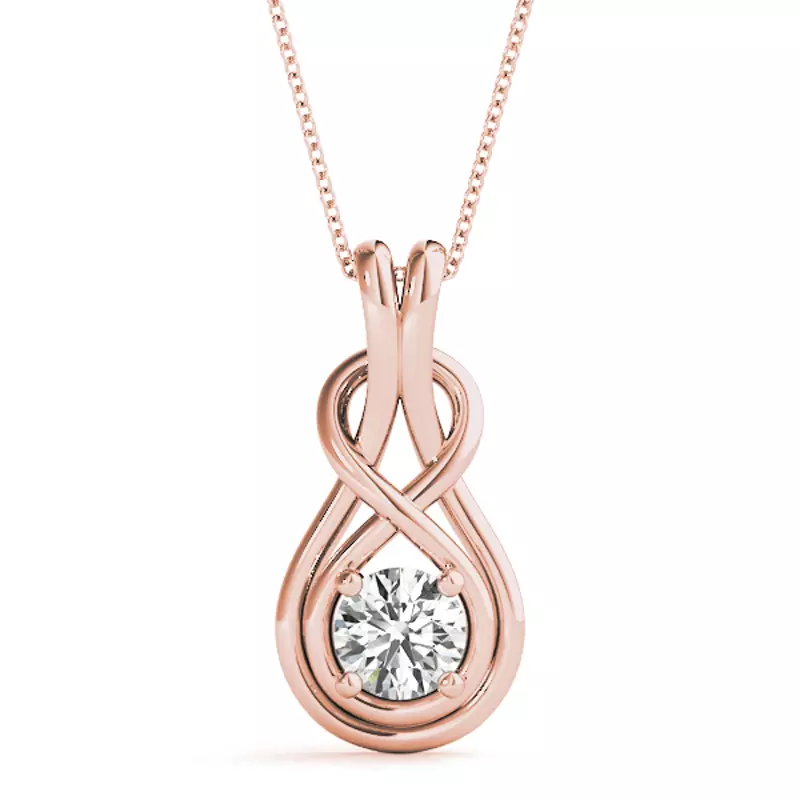 14K Rose Gold Pandora Solitaire Diamond Necklace