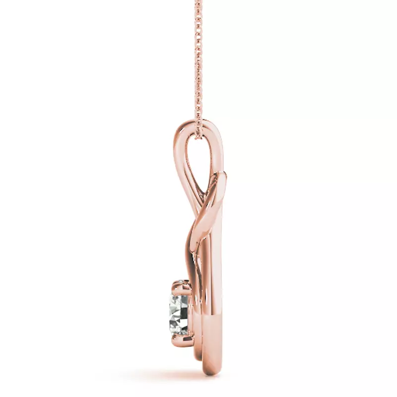14K Rose Gold Pandora Solitaire Diamond Necklace