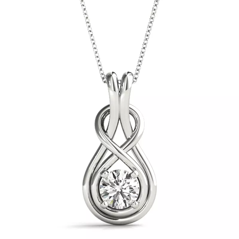 14K White Gold Pandora Solitaire Diamond Necklace