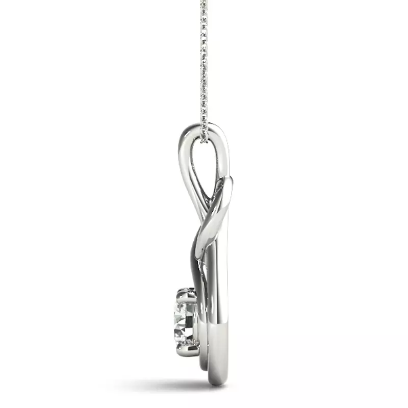 14K White Gold Pandora Solitaire Diamond Necklace