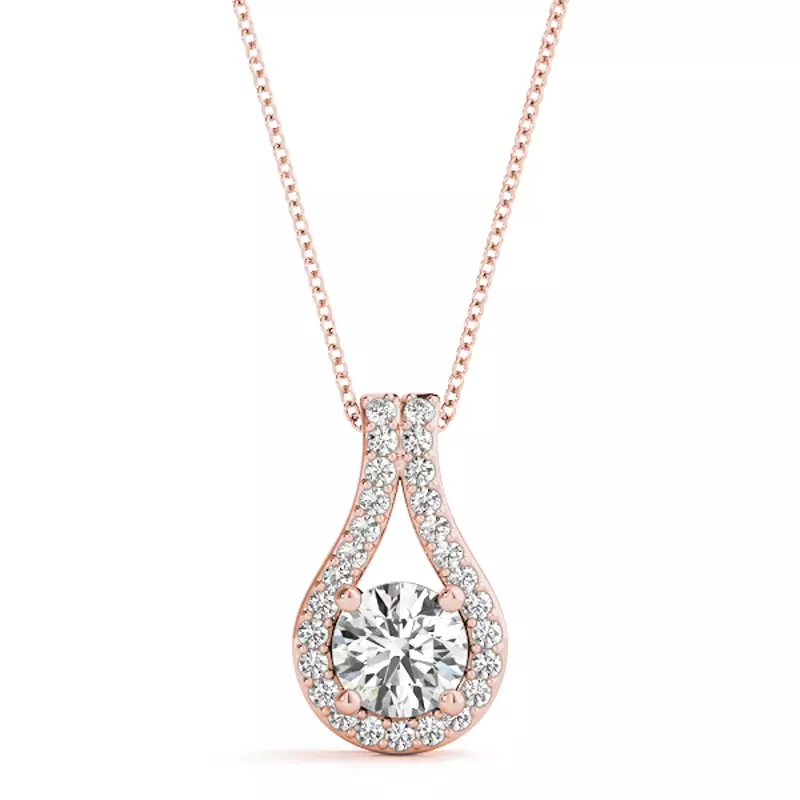 14K Rose Gold Ramsey Halo Necklace