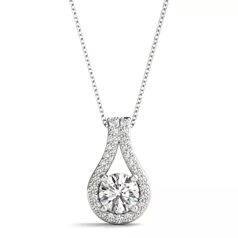 14K White Gold Ramsey Halo Necklace