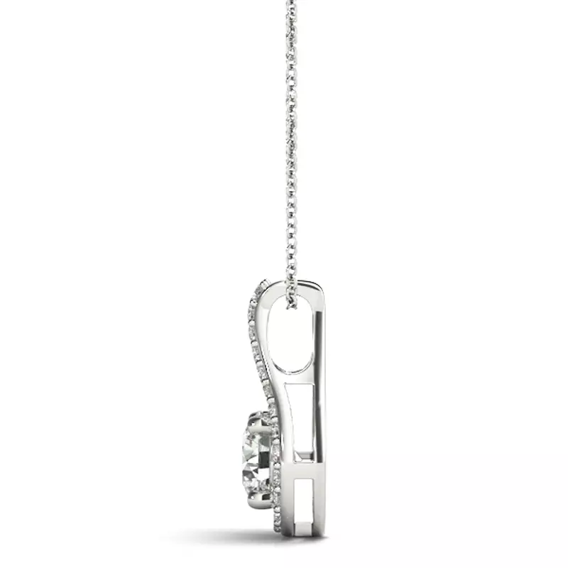 14K White Gold Ramsey Halo Necklace
