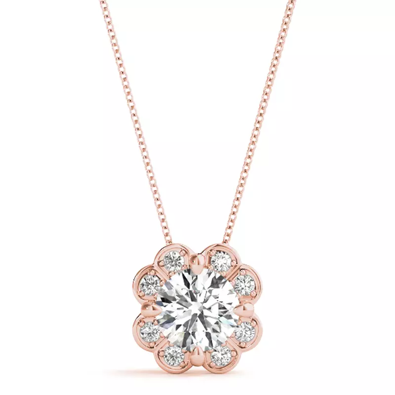 14K Rose Gold Analia Halo Necklace