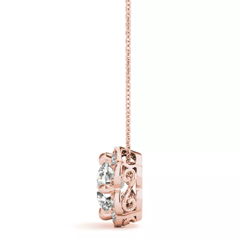 14K Rose Gold Analia Halo Necklace