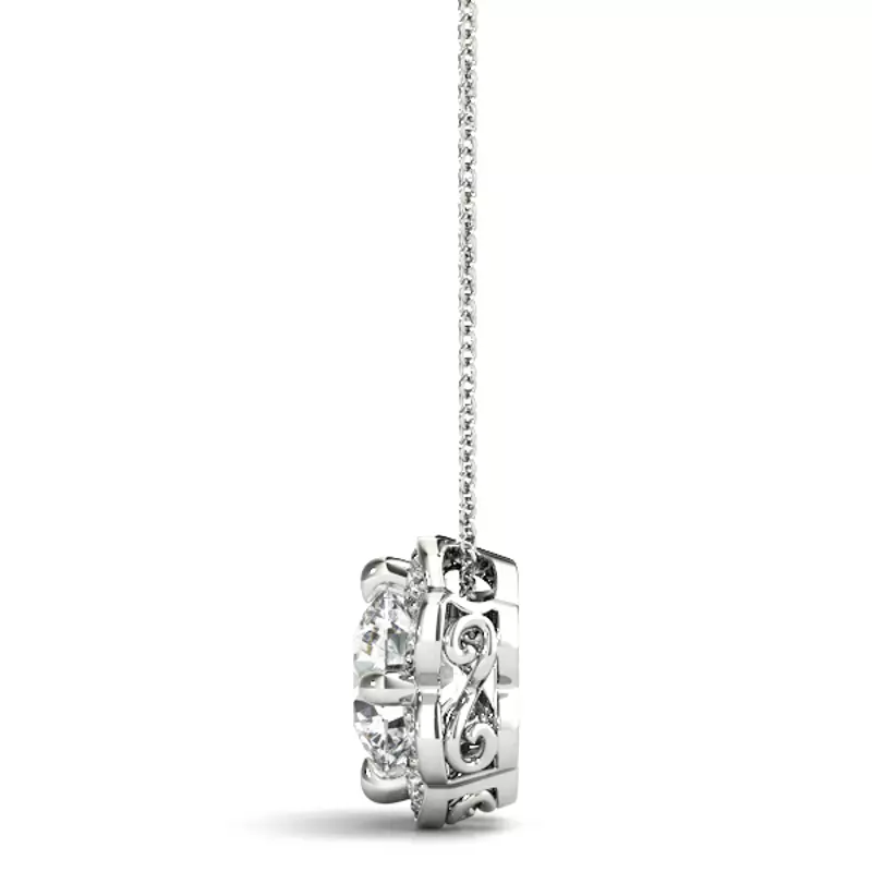 18K White Gold Analia Halo Necklace