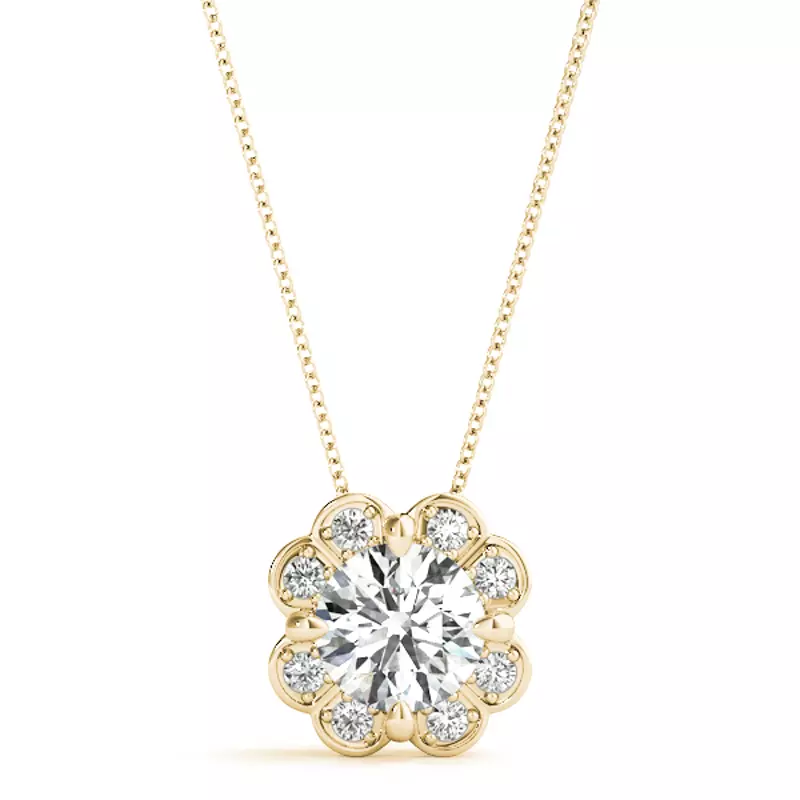 18K Yellow Gold Analia Halo Necklace
