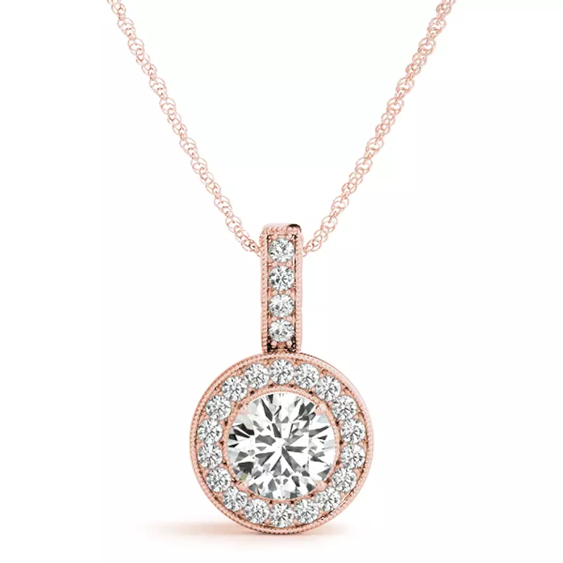 14K Rose Gold Alisa Halo Necklace