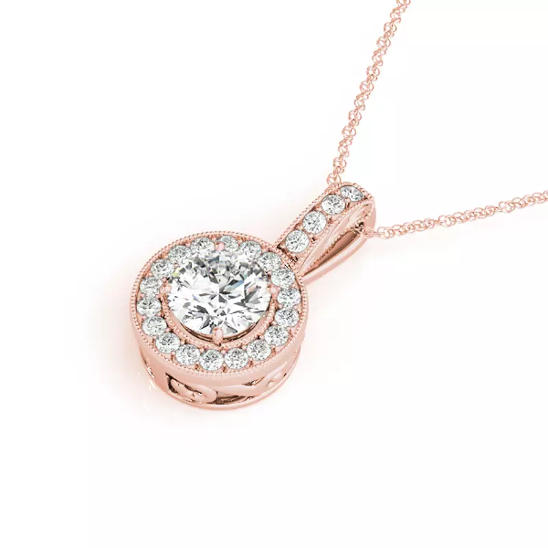 14K Rose Gold Alisa Halo Necklace