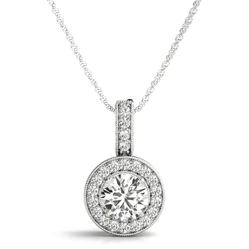 14K White Gold Alisa Halo Necklace