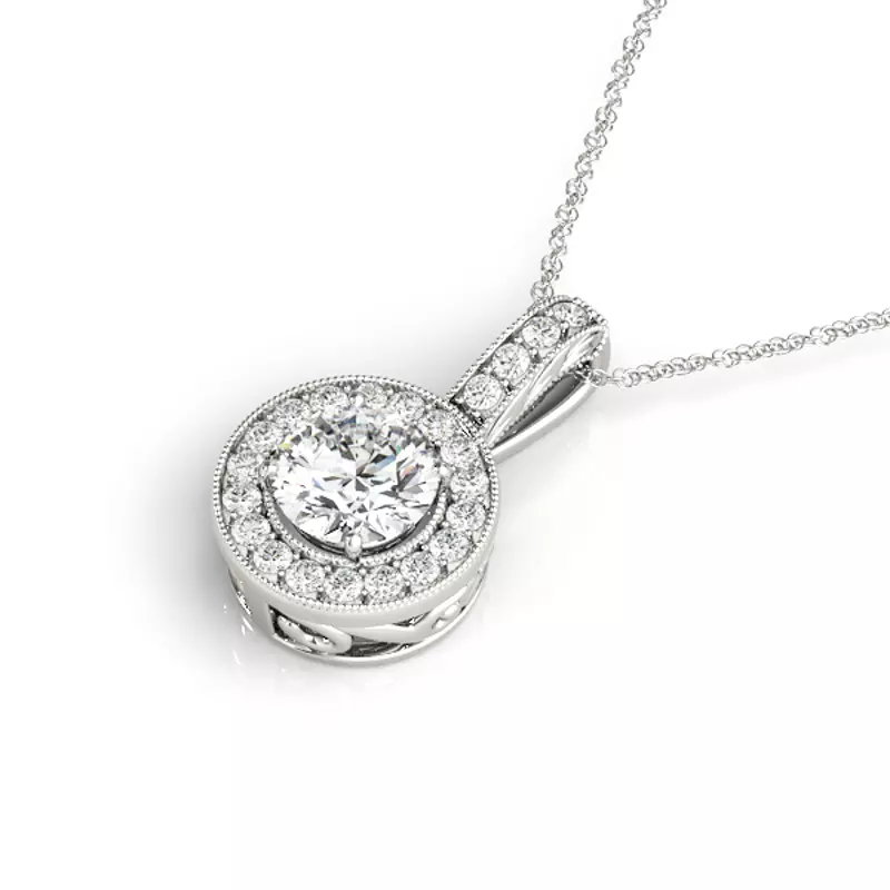 14K White Gold Alisa Halo Necklace