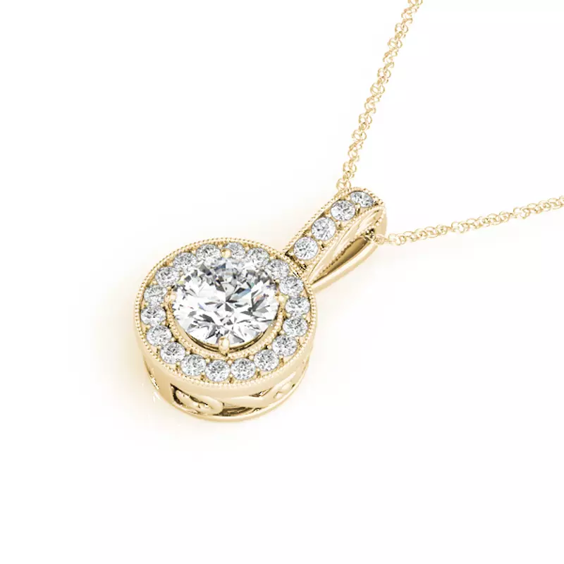 14K Yellow Gold Alisa Halo Necklace