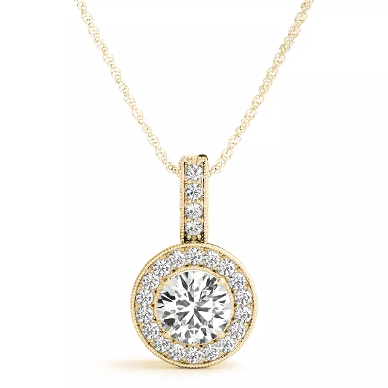 18K Yellow Gold Alisa Halo Necklace
