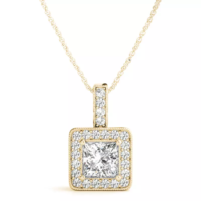 14K Yellow Gold Elora Halo Necklace