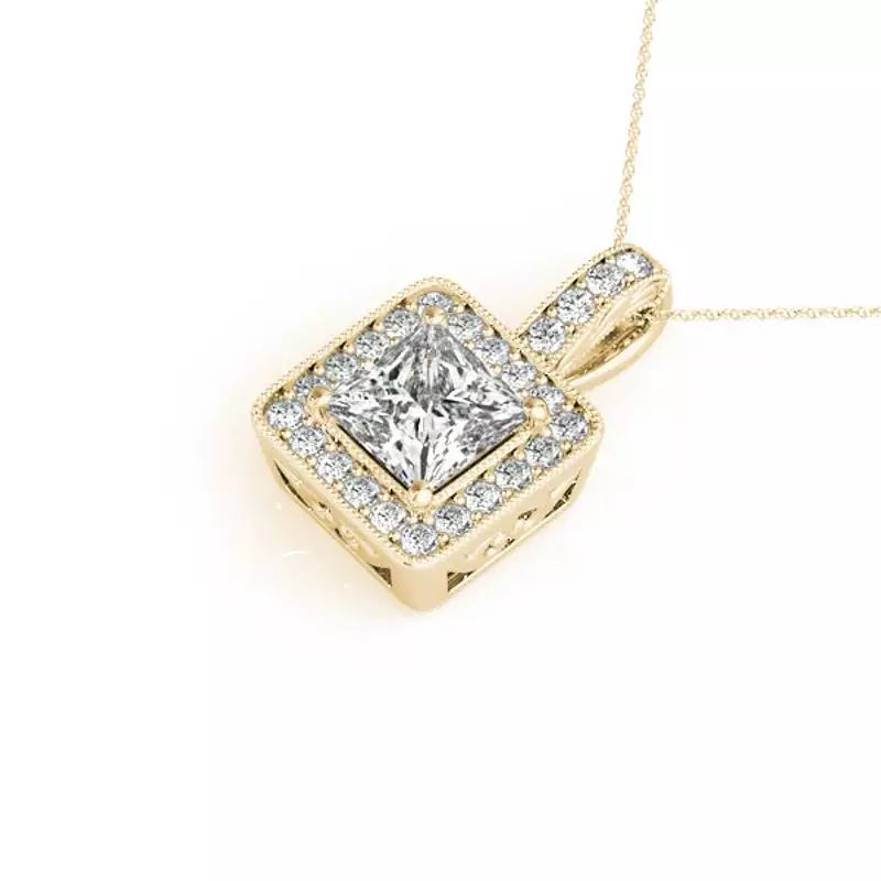 14K Yellow Gold Elora Halo Necklace