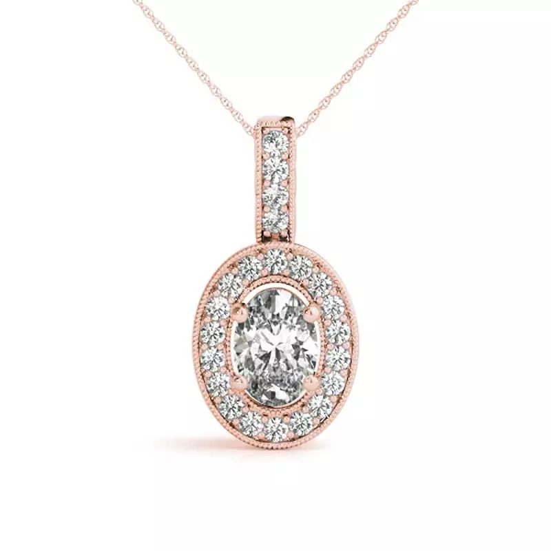 14K Rose Gold Ina Halo Necklace