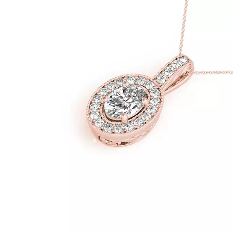 14K Rose Gold Ina Halo Necklace