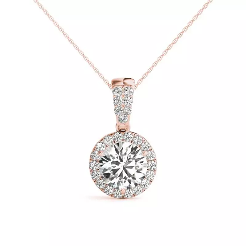 14K Rose Gold Addilyn Halo Necklace