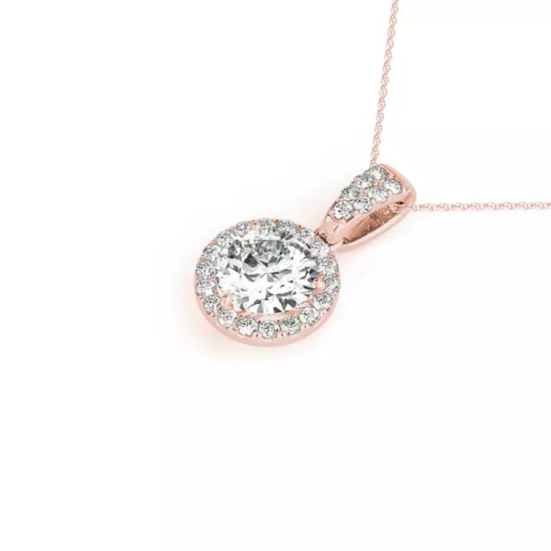 14K Rose Gold Addilyn Halo Necklace