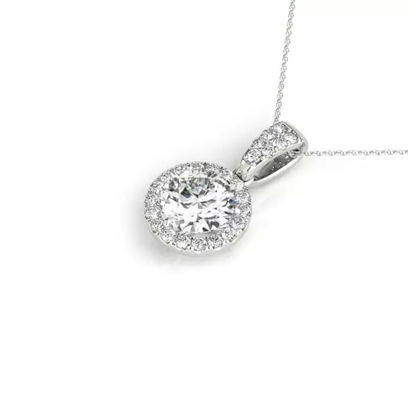 14K White Gold Addilyn Halo Necklace