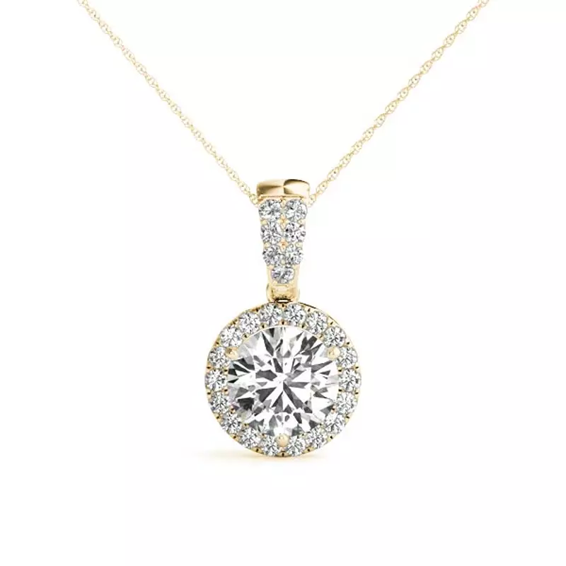 14K Yellow Gold Addilyn Halo Necklace