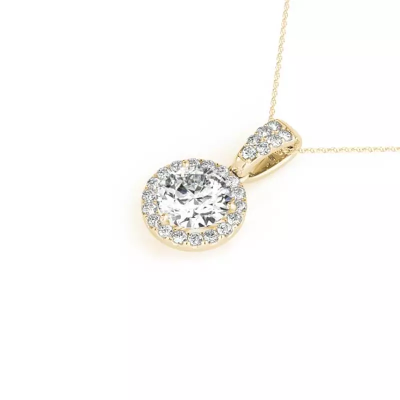 14K Yellow Gold Addilyn Halo Necklace
