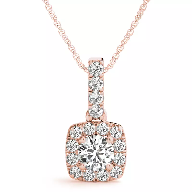 14K Rose Gold Alora Halo Necklace