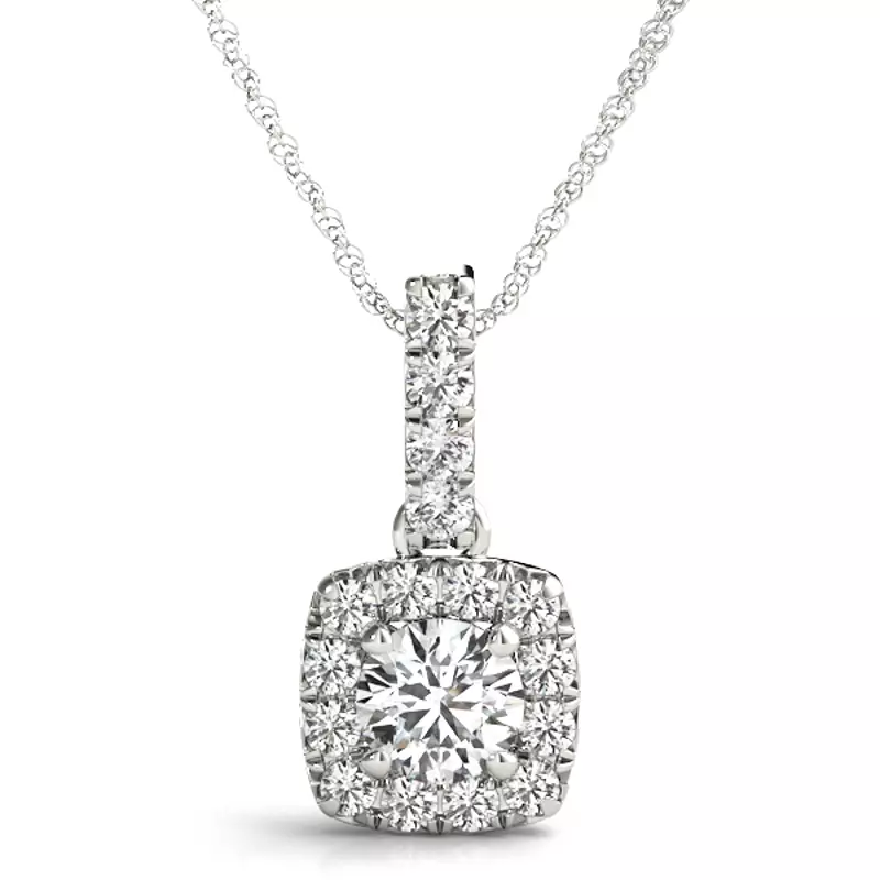14K White Gold Alora Halo Necklace
