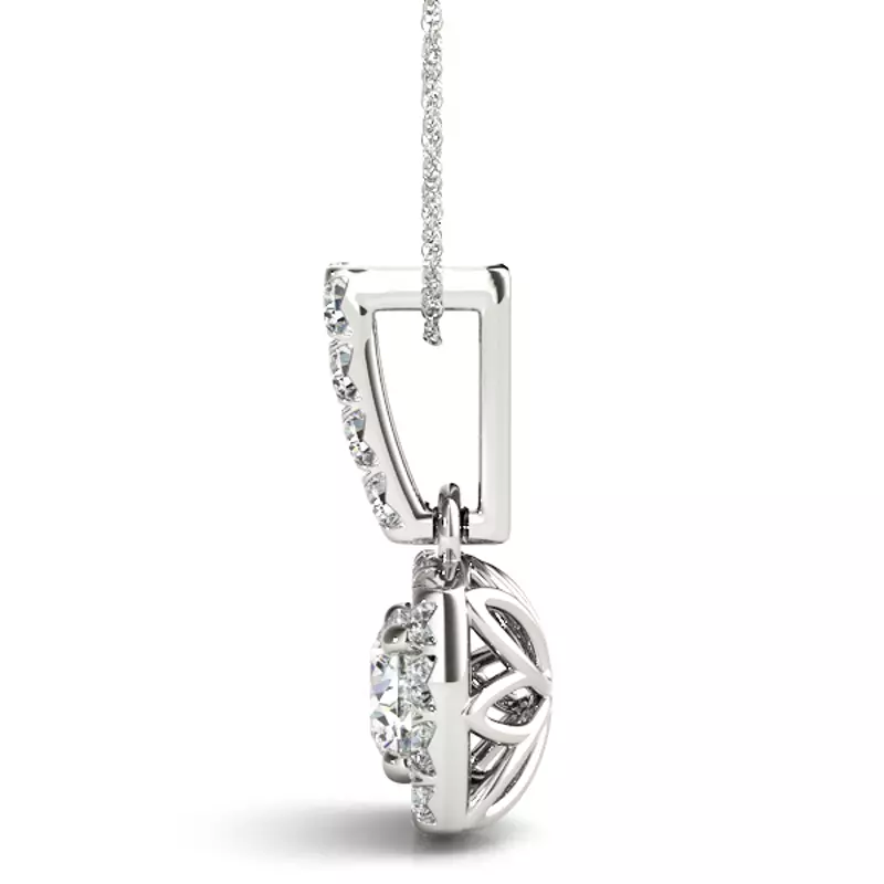 14K White Gold Alora Halo Necklace