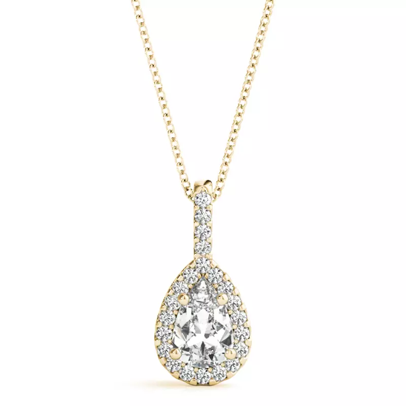 14K Yellow Gold Gracen Halo Necklace