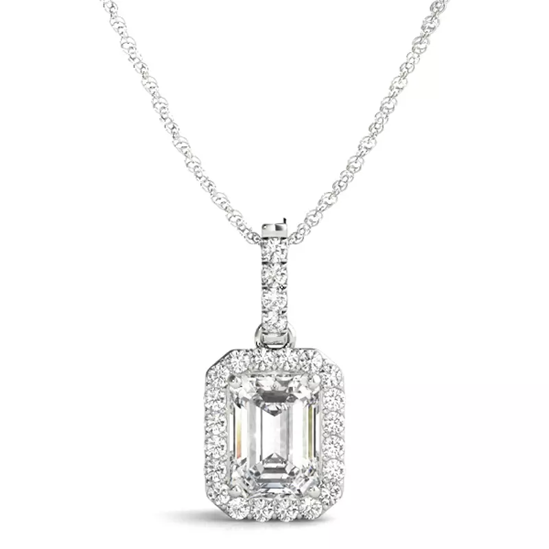 18K White Gold Laken Halo Necklace